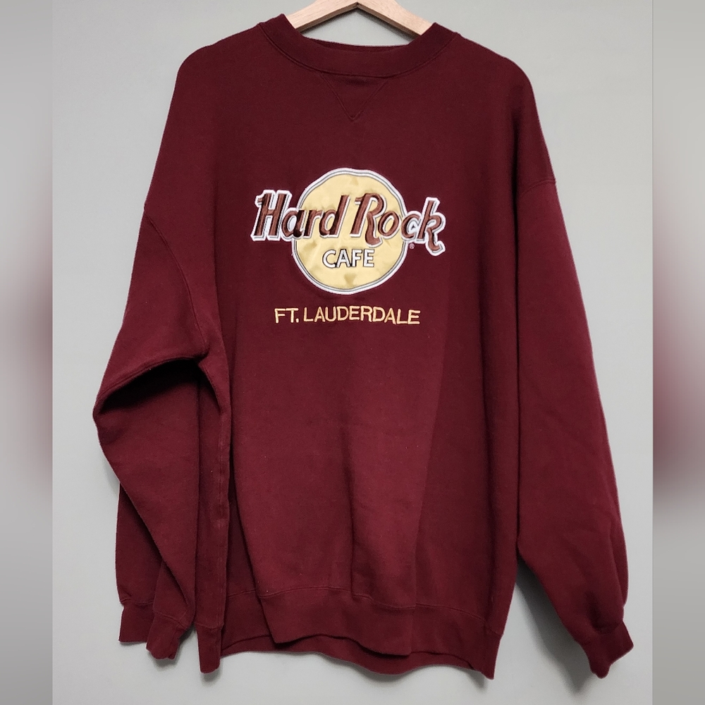Vintage 2000's Hard Rock Cafe Burgandy Crewneck Sweater SIZE XL